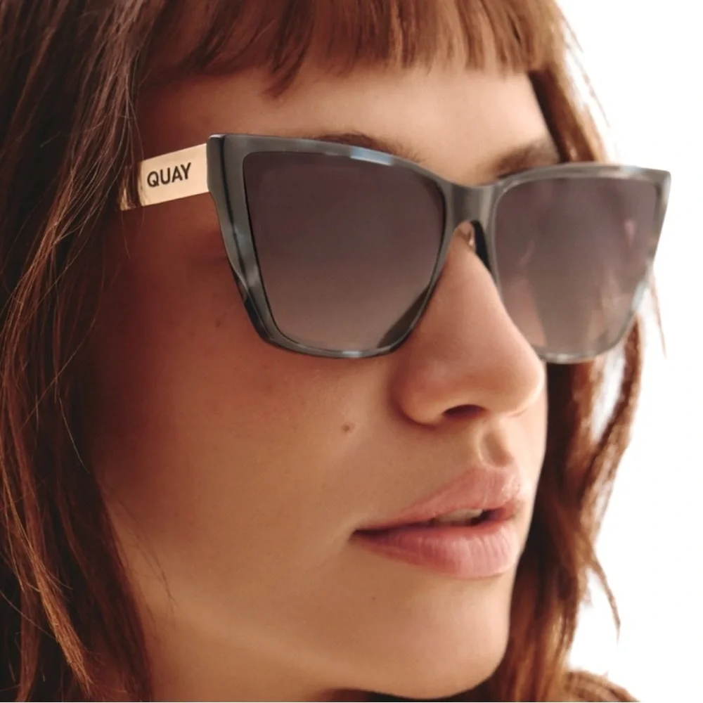QUAY Call The Shots Remixed Sunglasses Storm Tort Gold Frame Smoke Taupe Lens